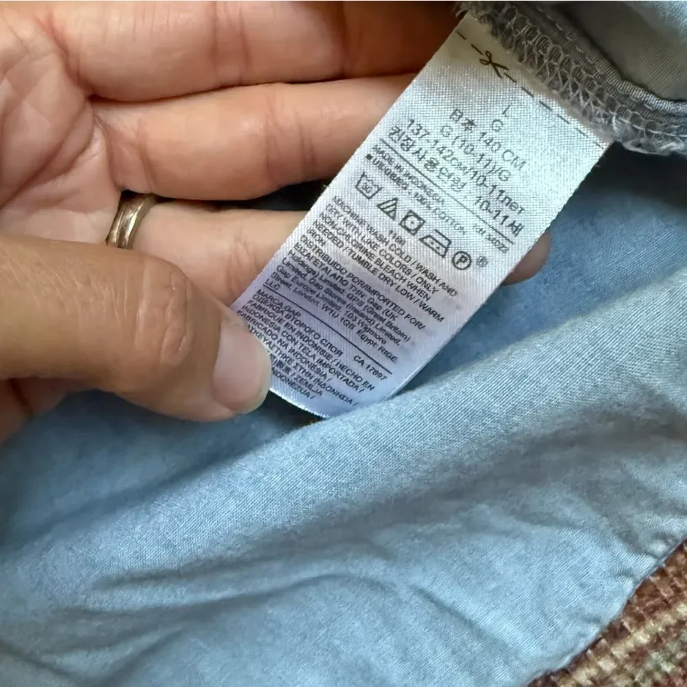 Gap Girls Large Sleeveless Chambray Denim Button-Up Dress